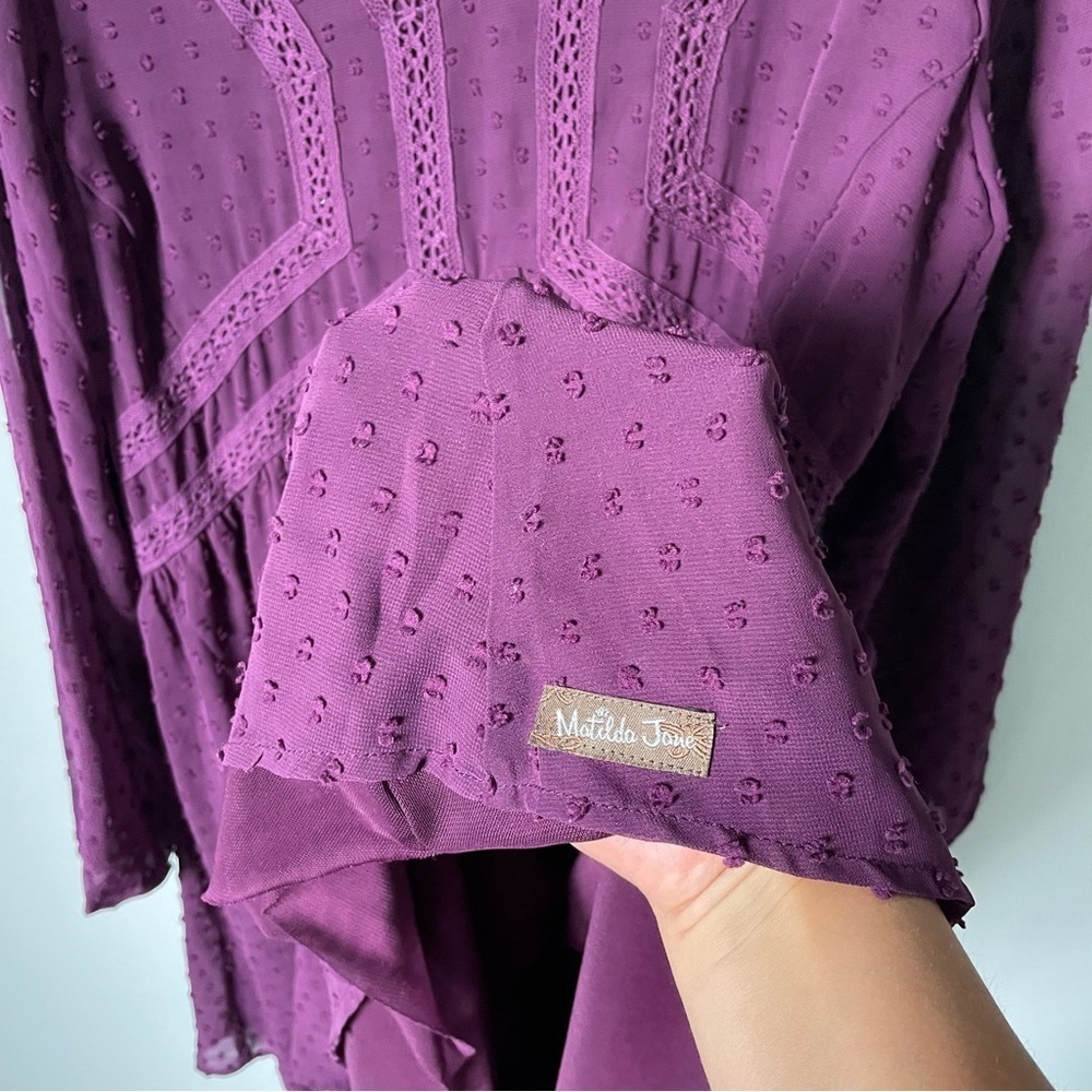 Matilda Jane Purple Pleated Sundress with Bishop Sleeves Size Medium - Picture 7 of 9